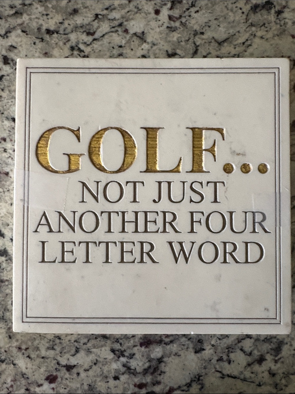 GOLF Decorative Tile - Gold & White Lettering